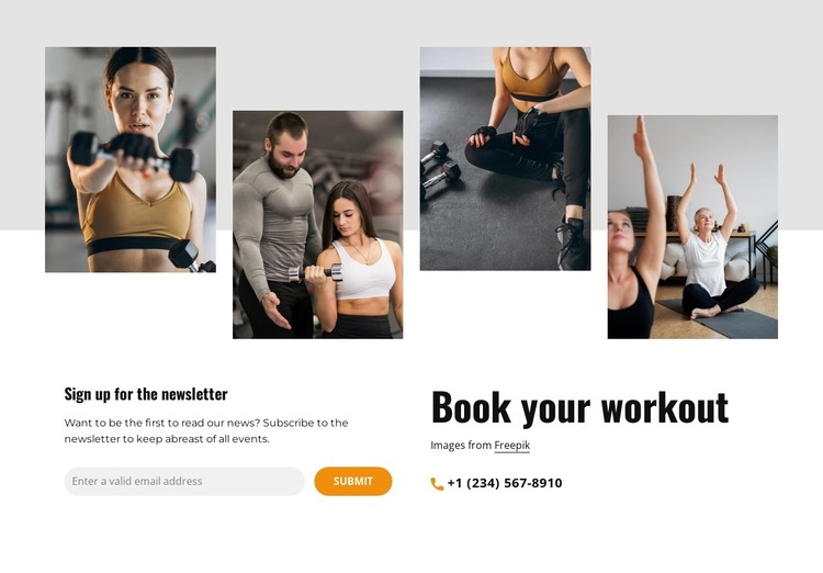 Book workout online HTML Template