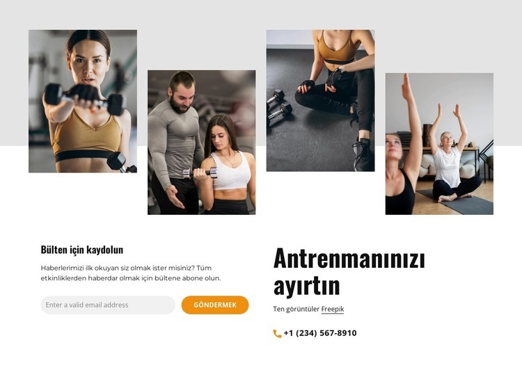 Online egzersiz rezervasyonu yapın Web Sitesi Mockup'ı