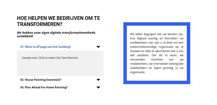 Korte lijst met vragen Html Website Builder