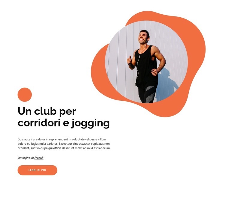 Un club per jogging Mockup del sito web