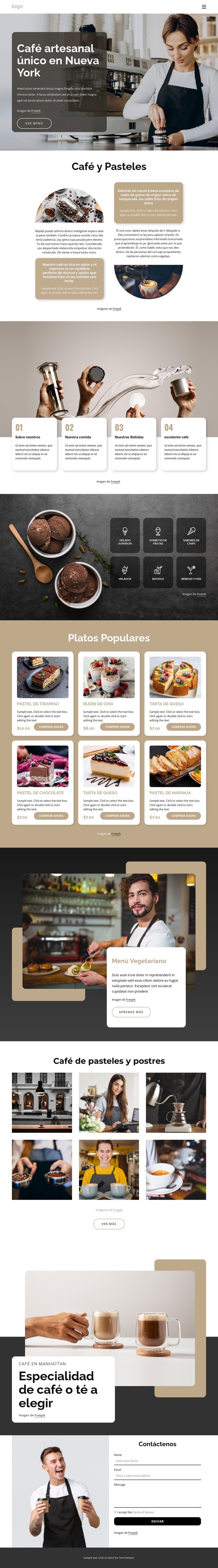 Café artesanal en Nueva York Diseño de páginas web