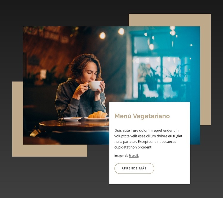 restaurante vegano Maqueta de sitio web