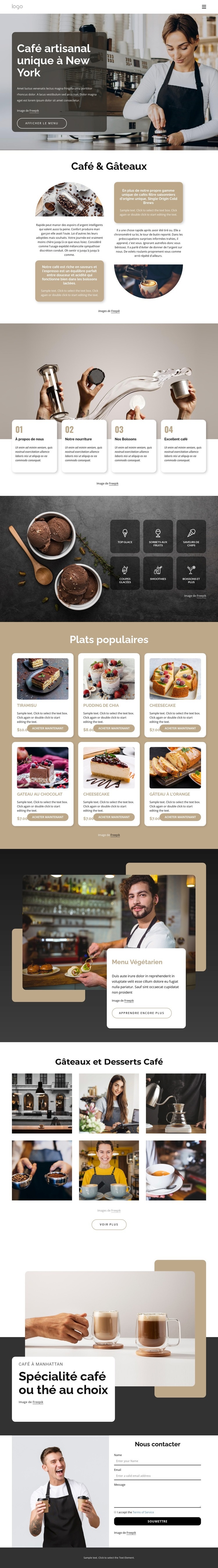 Café artisanal à New York Créateur de site Web HTML