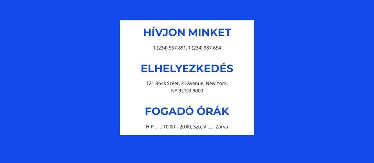 Névjegyek listázása HTML Sablon