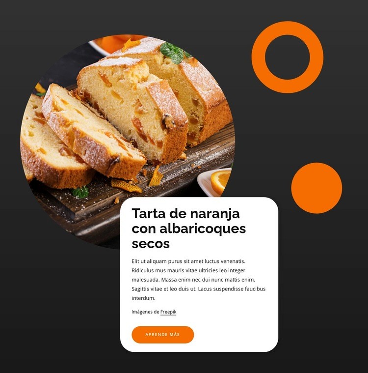 pasteles de naranja Maqueta de sitio web