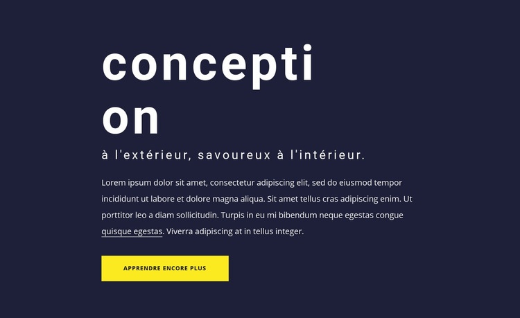 Bloc de texte avec grande typographie Maquette de site Web