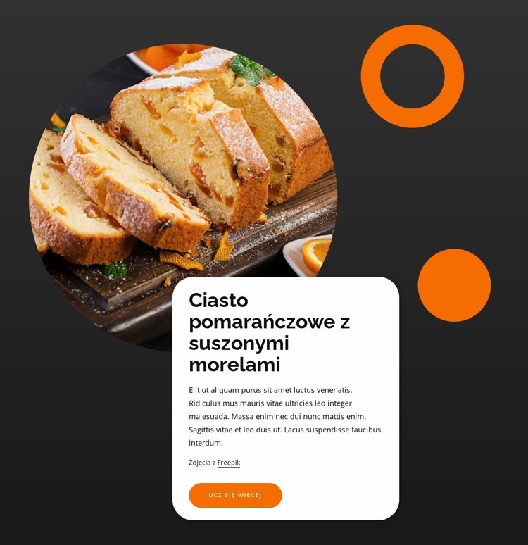 Ciasta pomarańczowe Makieta strony internetowej