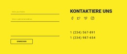 Kostenloses CSS-Layout Für Kontaktieren Sie Uns Formular Auf Gelbem Hintergrund