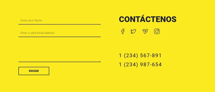 Formulario de contacto sobre fondo amarillo Diseño de páginas web