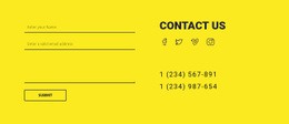 Contact Us Form On Yellow Background - Easy-To-Use Html Code