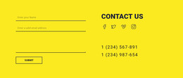 Contact Us Form On Yellow Background - HTML Website Template