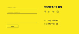 Contact Us Form On Yellow Background - Creative Multipurpose HTML5 Template