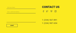 Contact Us Form On Yellow Background - Simple Visual Page Builder