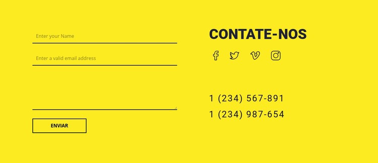 Formulário de contato em fundo amarelo Template CSS