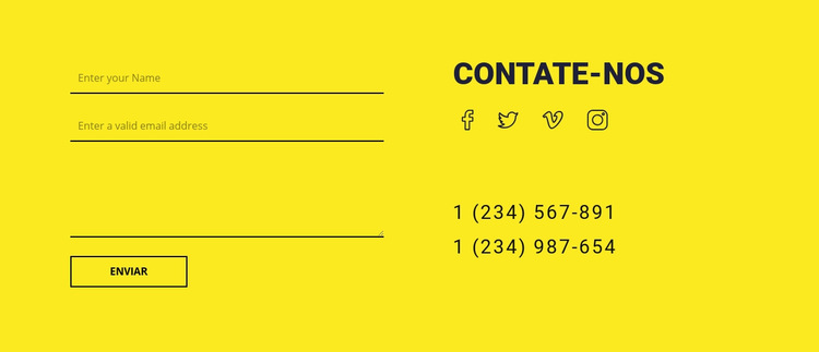 Formulário de contato em fundo amarelo Modelo de site