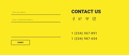 Contact Us Form On Yellow Background - Drag & Drop Static Site Generator