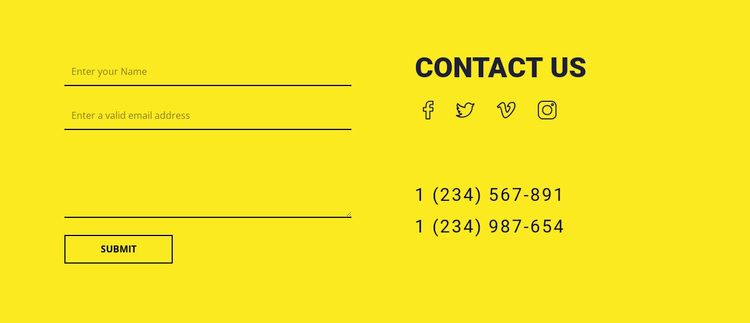 Contact us form on yellow background Template