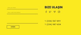 Sarı Zemin Üzerine Bize Ulaşın Formu - HTML Writer