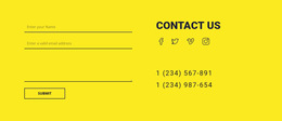 Contact Us Form On Yellow Background