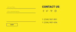 Contact Us Form On Yellow Background - Friendly Template