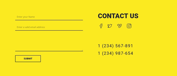 Contact us form on yellow background Wix Template Alternative