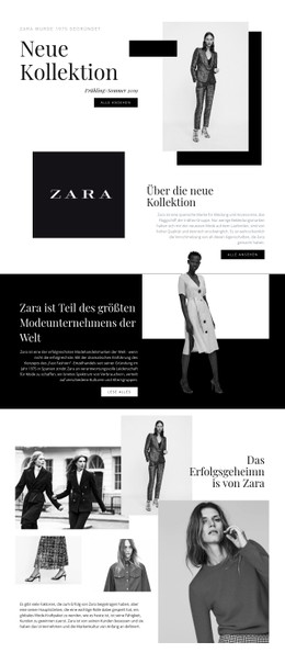 Zara Sammlung Einzelseiten-Website