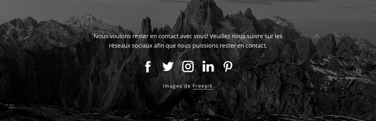 Icônes sociales avec fond sombre Modèle d'une page
