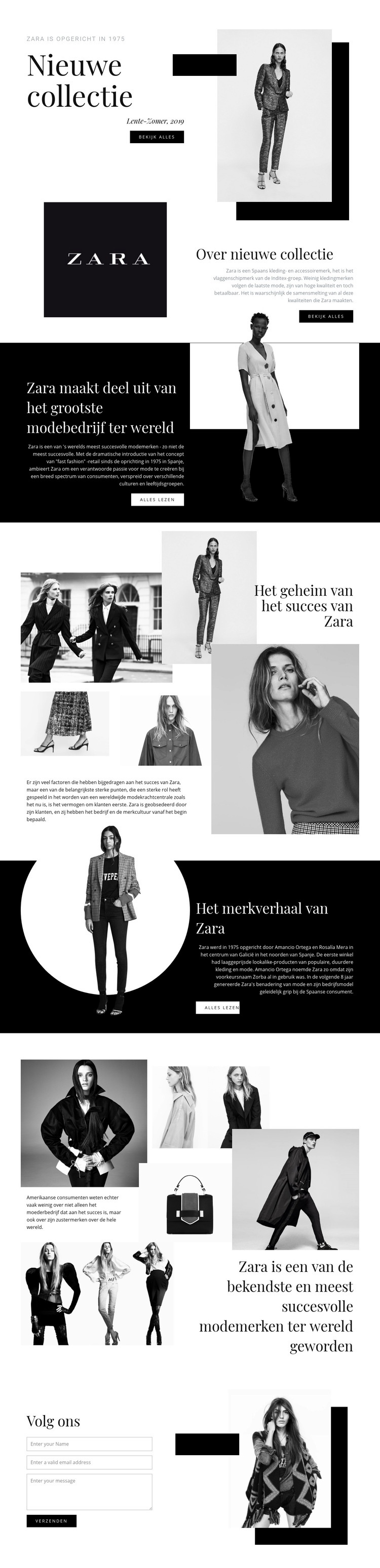Zara collectie Website mockup