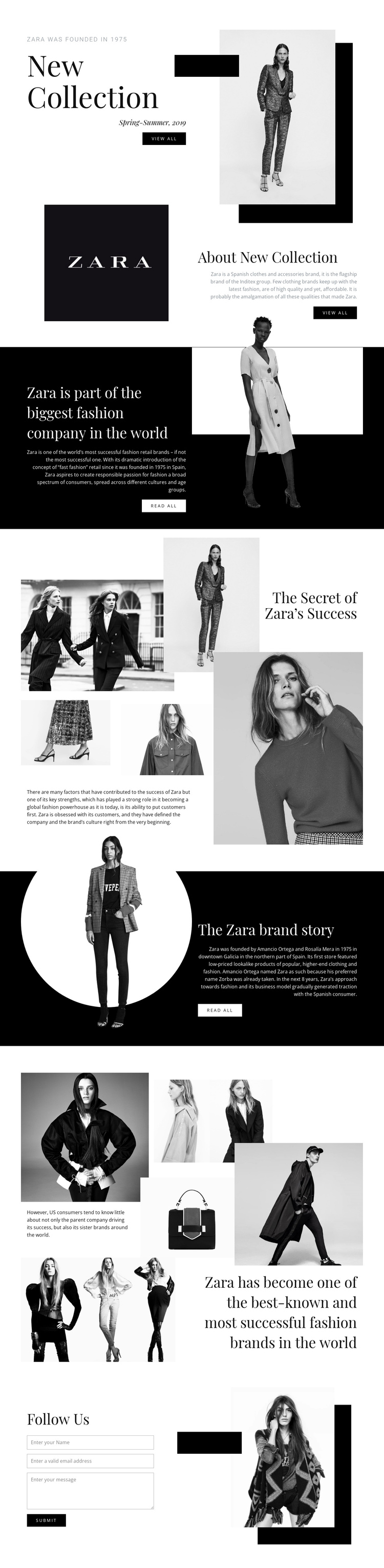 Zara collection One Page Template
