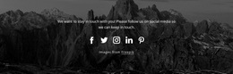 Social Icons With Dark Background - Personal Website Template