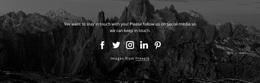 Social Icons With Dark Background - Responsive Design