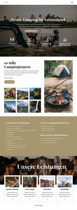 Zelten Im Nationalpark - Kostenlose Website Für Eine Seite