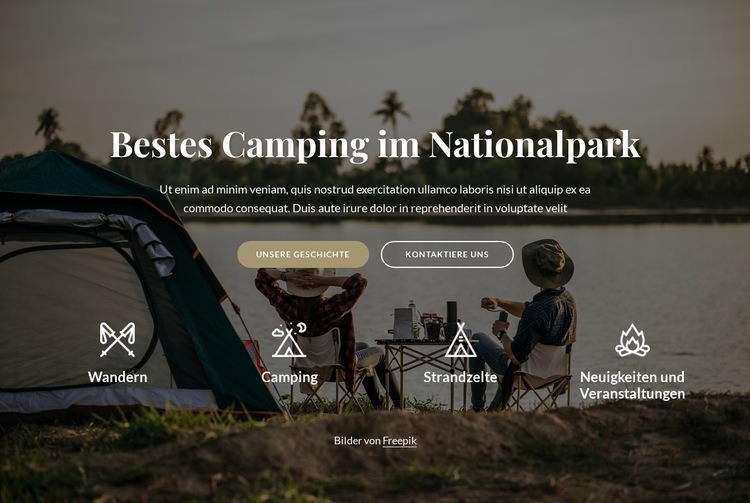 Bester Campingplatz im Nationalpark Website Builder-Vorlagen