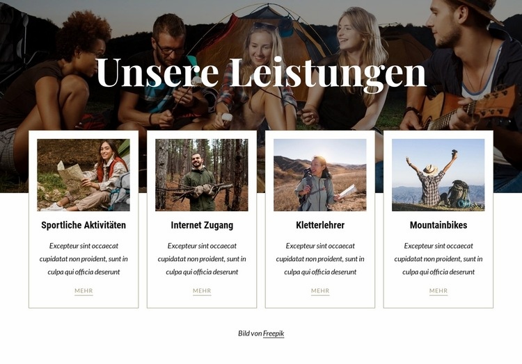 Verfügbar für Campinggäste Website Builder-Vorlagen