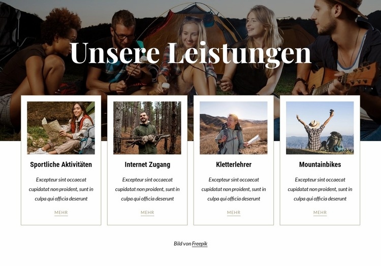 Verfügbar für Campinggäste Website design