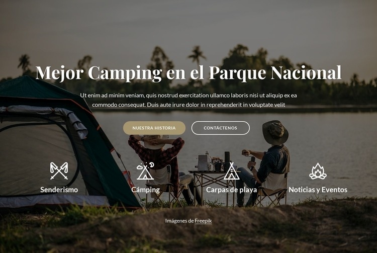 El mejor camping en el parque nacional. Creador de sitios web HTML