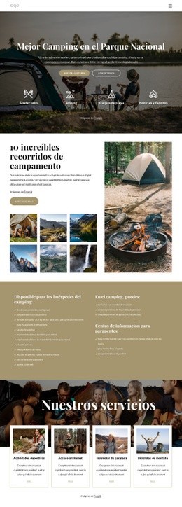 Acampar En El Parque Nacional - Impresionante Maqueta De Sitio Web