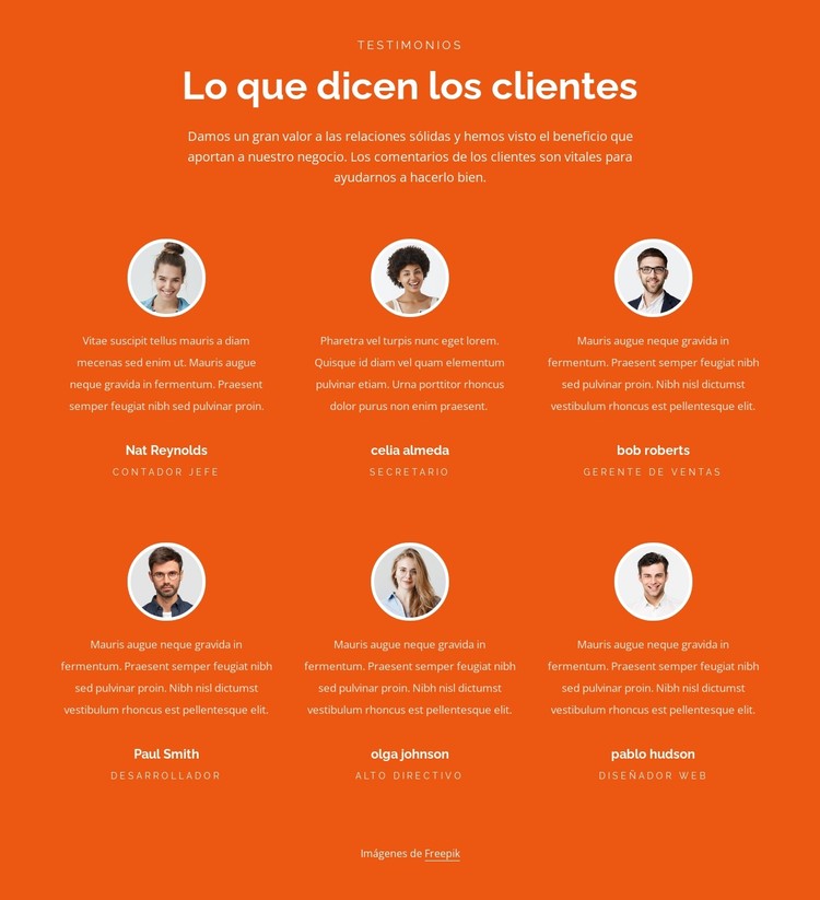 Testimonios de dos filas Plantilla CSS