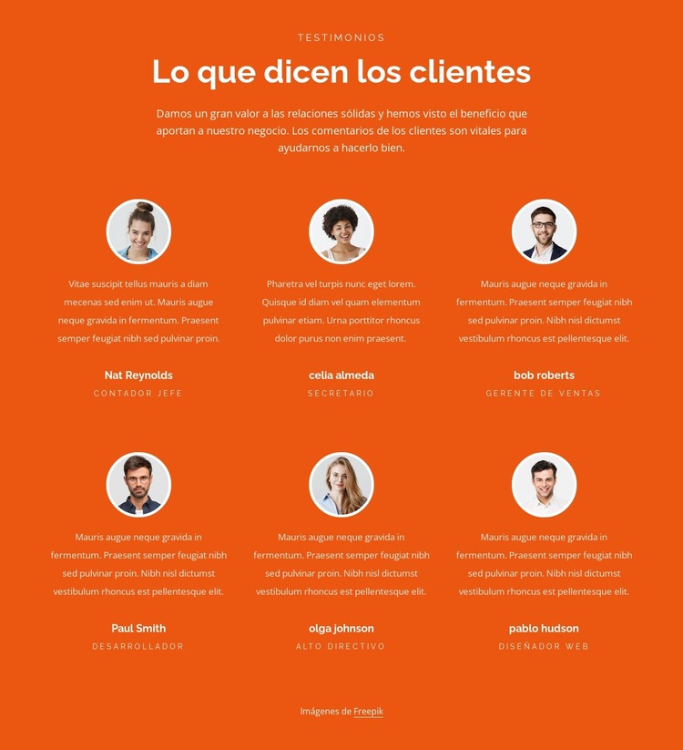 Testimonios de dos filas Plantilla Joomla