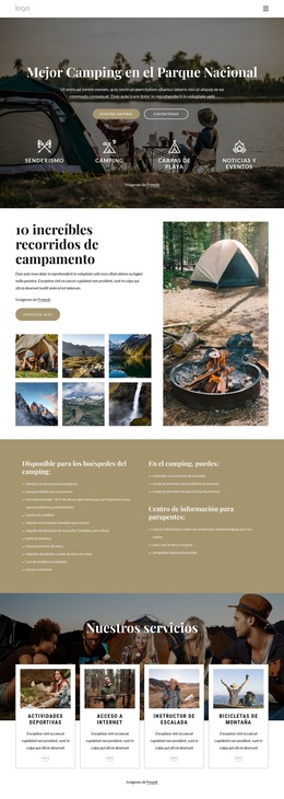 Acampar En El Parque Nacional: Plantilla De Sitio Web Sencilla
