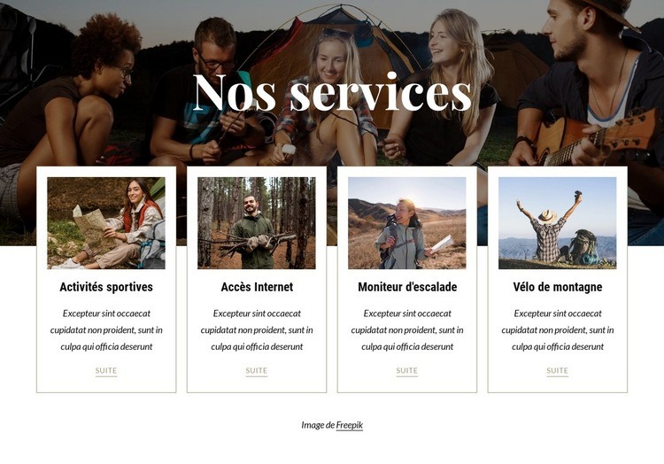 Disponible pour les clients du camping Conception de site Web