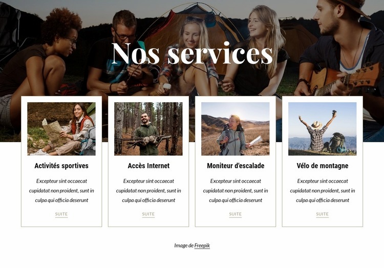 Disponible pour les clients du camping Créateur de site Web HTML