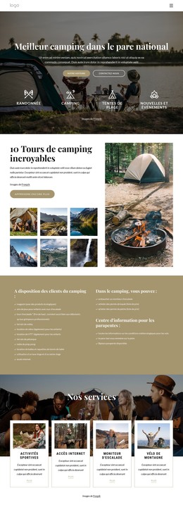 Camping Dans Le Parc National - Modèle De Page HTML