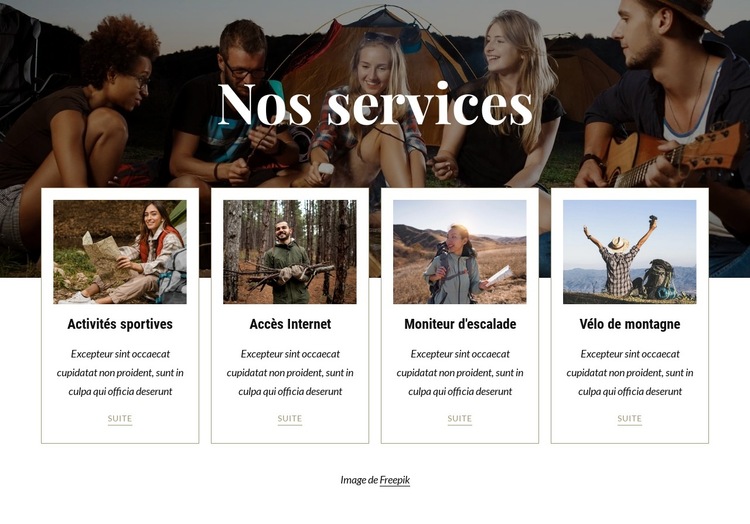 Disponible pour les clients du camping Modèle de site Web