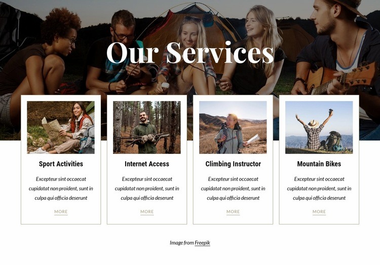 Available to campsite guests Homepage Design
