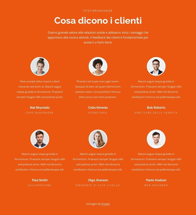 Testimonianze a due righe Costruttore di siti web HTML