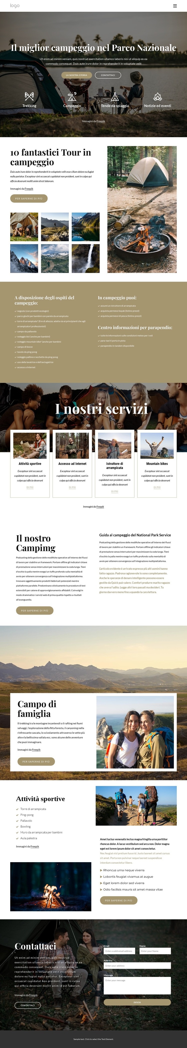 Campeggio nel Parco Nazionale Modelli di Website Builder