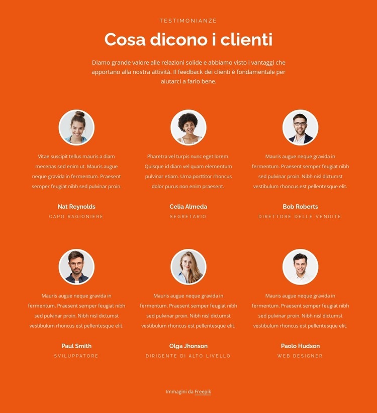 Testimonianze a due righe Mockup del sito web