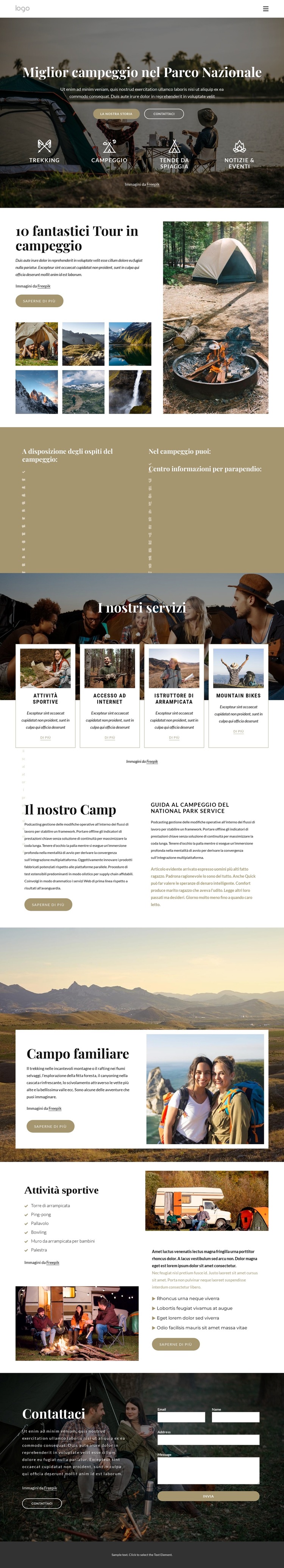 Campeggio nel Parco Nazionale Modello di sito Web
