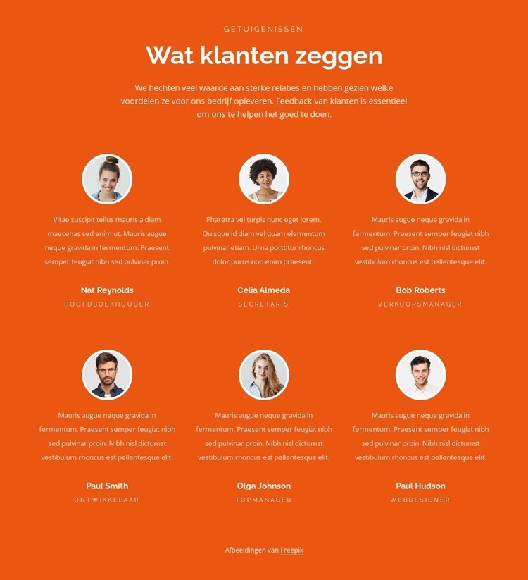 Twee rijen getuigenissen Html Website Builder